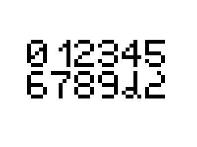 In pixel art form (large, 5 × 7)